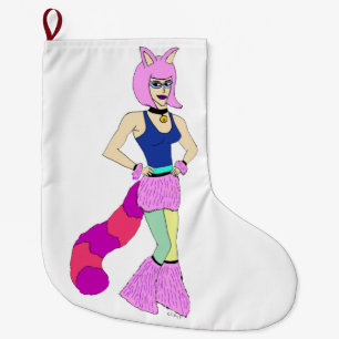 Meia De Natal Grande botão catgirl
