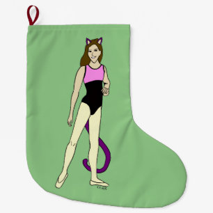 Meia De Natal Grande botão catgirl