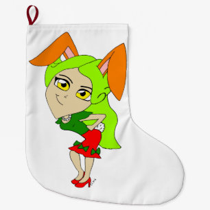 Meia De Natal Grande botão chibi bunnygirl