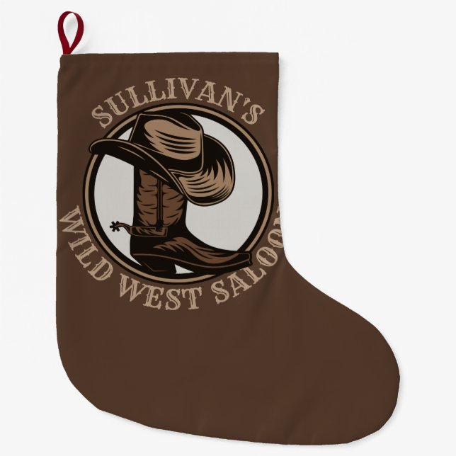 Meia De Natal Grande Botas de cowboy ocidentais e selvagens personaliza (Frente)