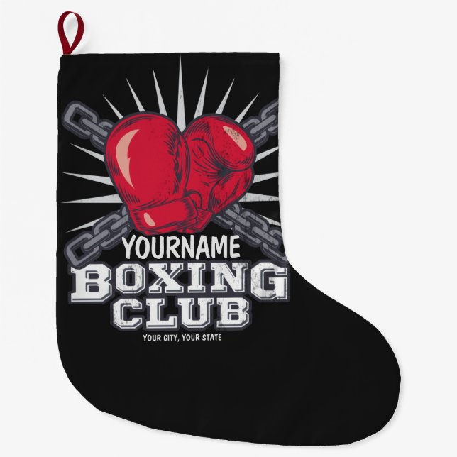 Meia De Natal Grande Boxer de campeão de combate personalizado para luv (Frente)