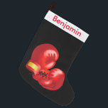 Meia De Natal Grande Boxing Design grande natalino<br><div class="desc">Boxing Design Grande Natal Stocking com personalização personalizável de ambos os lados.</div>