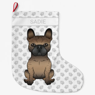 Meia De Natal Grande Brindle French Bulldog / Frenchie Cute Dog & Name