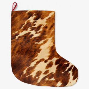 Meia De Natal Grande Brown Cowhide
