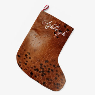 Meia De Natal Grande Brown Faux Leather