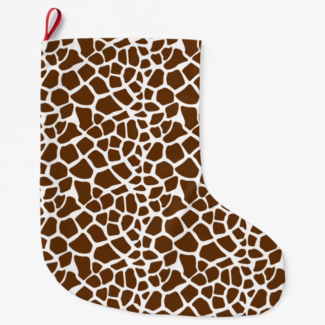 Meia De Natal Grande Brown Giraffe Impressão (Frente)
