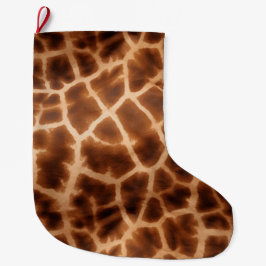 Meia De Natal Grande Brown Giraffe Impressão