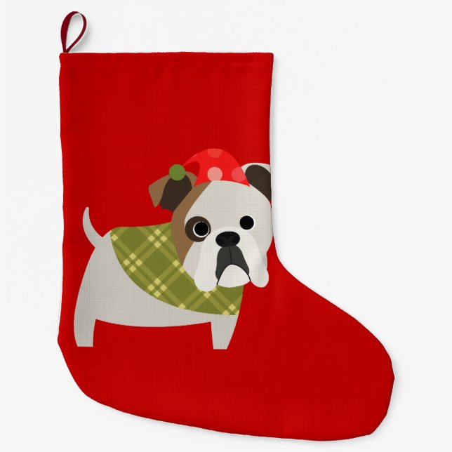 Meia De Natal Grande Buldogue do Natal (Frente)