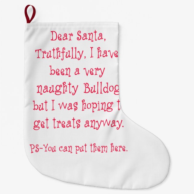 Meia De Natal Grande Buldogue impertinente (Frente)