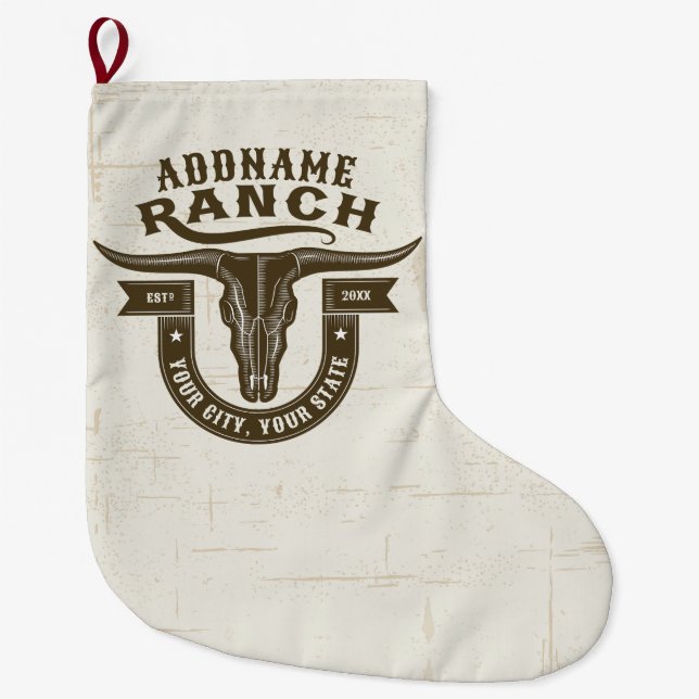 Meia De Natal Grande Bull Steer Skull Western Ranch (Frente)