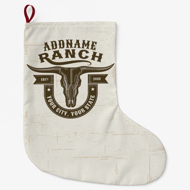Meia De Natal Grande Bull Steer Skull Western Ranch (Frente)