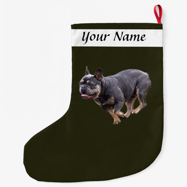 Meia De Natal Grande Bulldog Francês Correndo (Verso)