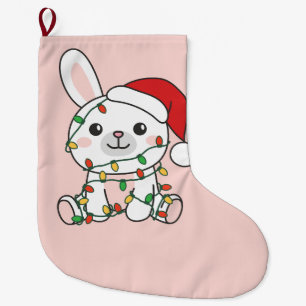 Meia De Natal Grande Bunny Christmas Winter Animal Holiday Bunnies