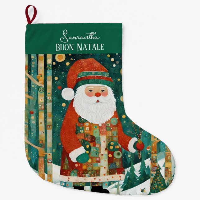 Meia De Natal Grande Buon Natale Christmas (Frente)