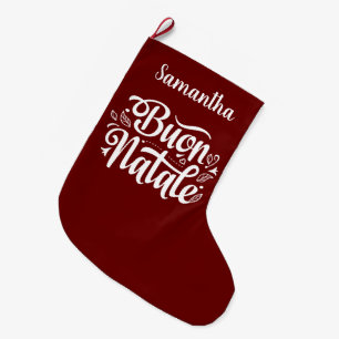 Meia De Natal Grande Buon Natale Vermelho Natal Italiano