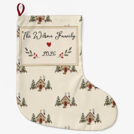 Meia De Natal Grande Cabana de Natal Aconchegante Personalizada