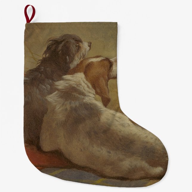 Meia De Natal Grande Caça e Collie (Dois Cães) (Frente)