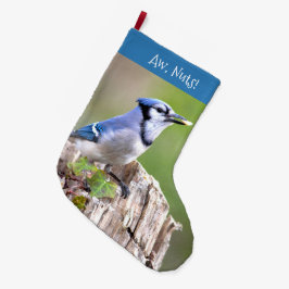 Meia De Natal Grande Caçador de Jay Azul-Cinto no Treestump