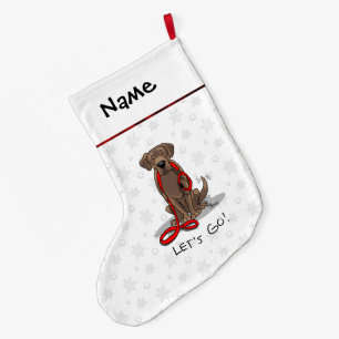 Meia De Natal Grande Cachorro Bonito - Vamos Ir! Chocolate Labrador Ret