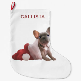 Meia De Natal Grande Cachorro Branco Branco Branco Branco Cachorro Papa