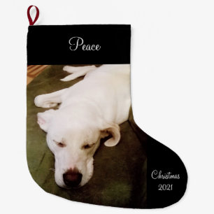 Meia De Natal Grande Cachorro Branco-Cachorro-Gelado Grande Cachorro de