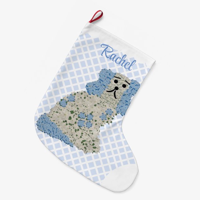 Meia De Natal Grande Cachorro de Staffordshire (Frente (Pendurada))