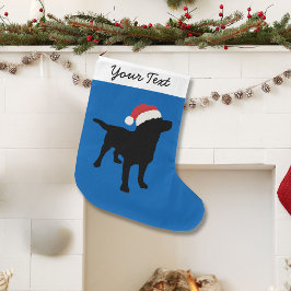 Meia De Natal Grande Cachorro Negro com Papai Noel de Natal