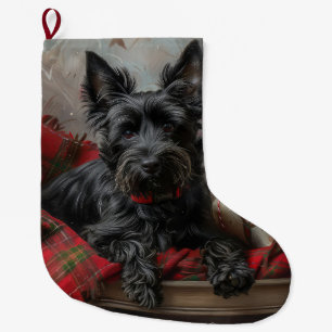 Meia De Natal Grande Cachorro Terrier Escocês Natal Festivo