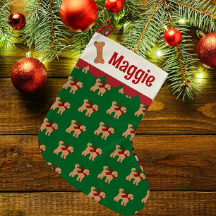 Meia De Natal Grande Cachorro Vermelho Verde Cachorro Personalizado