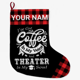 Meia De Natal Grande Café De Teatro Personalizado Na Minha Xadrez De V