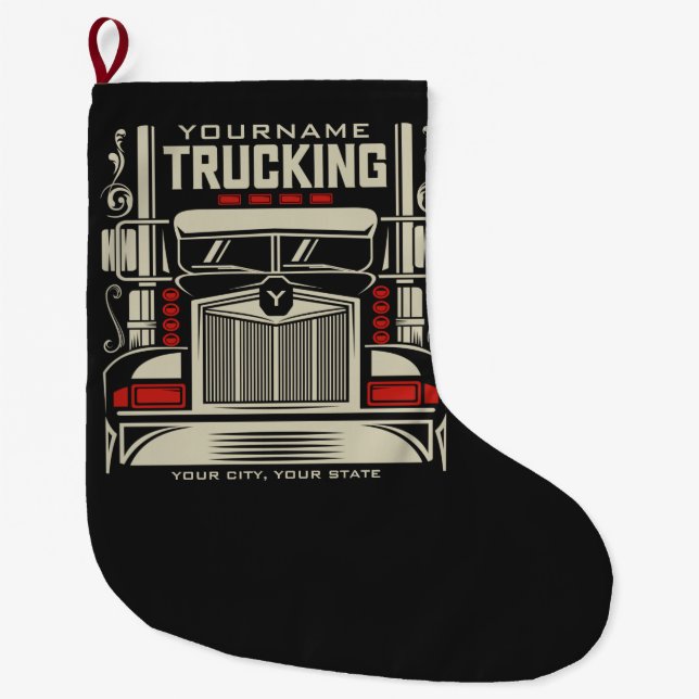 Meia De Natal Grande Caminhão Personalizado 18 Caminhoneiro BIG RIG (Frente)
