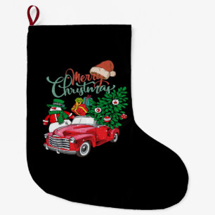 Meia De Natal Grande Caminhão Vermelho Picape Árvore de Natal Feliz Nat