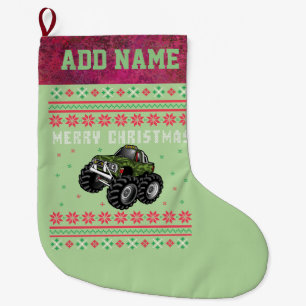 Meia De Natal Grande Camouflage Monster Truck Ugly Christmas Sweater