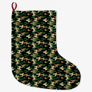 Meia De Natal Grande Camuflagem Verde