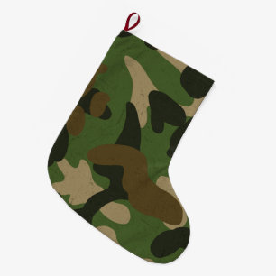 Meia De Natal Grande Camuflagem Verde