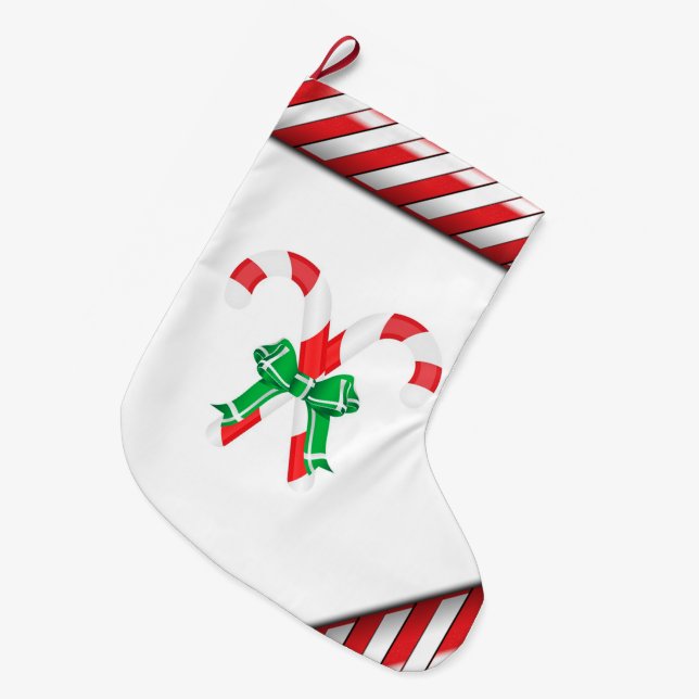 Meia De Natal Grande Cana de Natal/Candy (Frente (Pendurada))