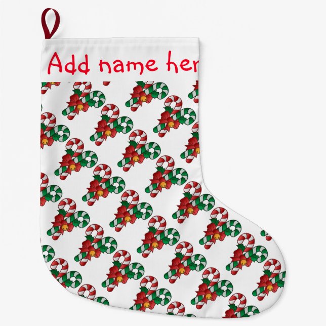 Meia De Natal Grande Canas de Natal Personalizadas/Doces (Frente)