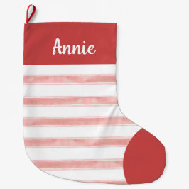 Meia De Natal Grande Candy Can Red & White Stripe Vintage Christmas