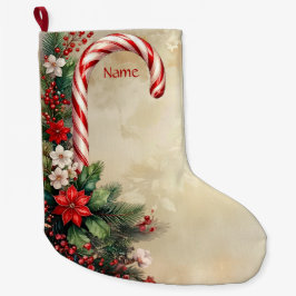 Meia De Natal Grande Candy Cane Christmas Holiday Stocking