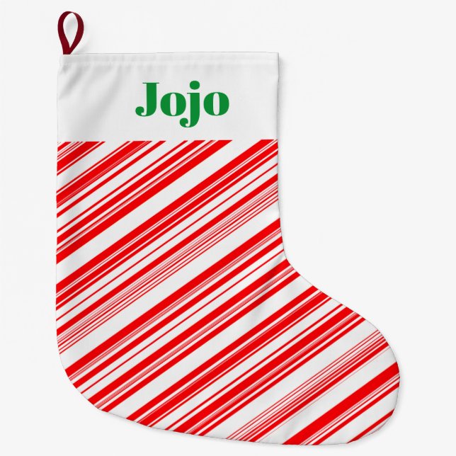 Meia De Natal Grande Candy Cane Holiday Xmas 4Jojo (Nome) (Frente)