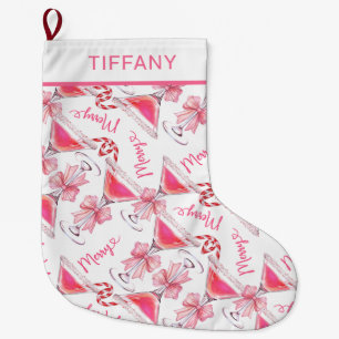 Meia De Natal Grande Cane Martini de doce rosa personalizado