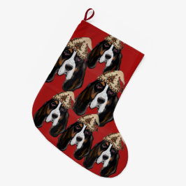 MEIA DE NATAL GRANDE CÃO BASSET