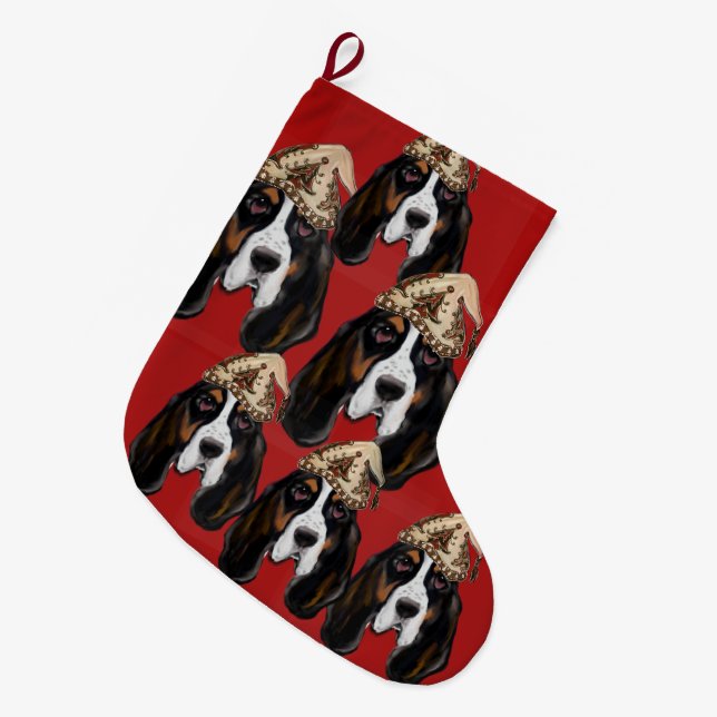 MEIA DE NATAL GRANDE CÃO BASSET  (Frente (Pendurada))