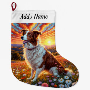 Meia De Natal Grande Cão Border Collie