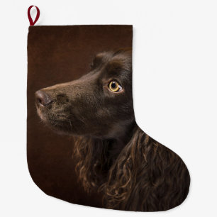 Meia De Natal Grande Cão De Cabelo Castanho