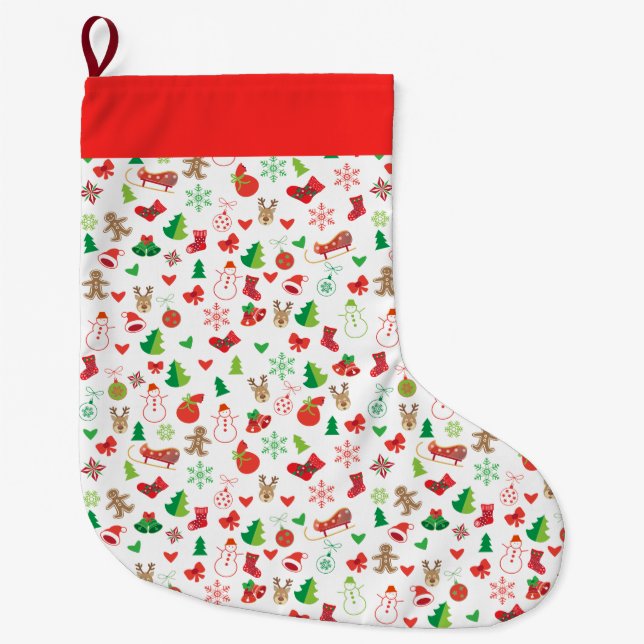 Meia De Natal Grande Caracteres de Natal Stockings XMAS Holiday (Frente)