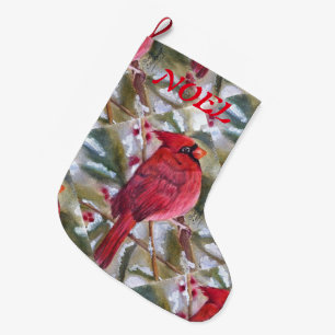 MEIA DE NATAL GRANDE CARDEAL VERMELHO BONITO