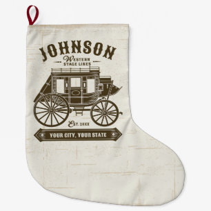 Meia De Natal Grande Carruagem de Stagecoach Ocidental Antiga do NOME P
