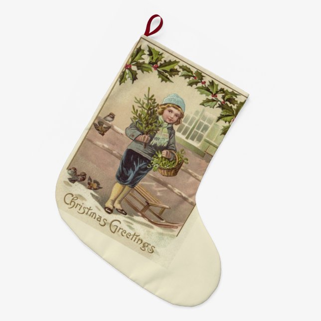 Meia De Natal Grande Cartões de natal Victorian English Boy (Frente (Pendurada))