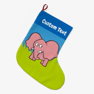 Meia De Natal Grande Cartoon de natal de elefante rosa